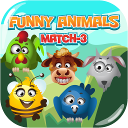 Funny Animals Match 3 Icon